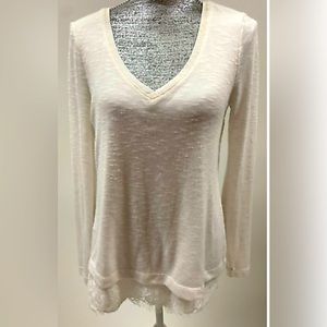 White House Black Market Cream/White Sweater with Lace
